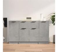 Buffet 3 pcs, Meubles de Rangement avec Tiroir et Compartiment, Armoires de Rangement, Buffets de Salon Salle de Séjour, Moderne, Gris Béton Bois