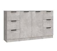 vidaXL Buffet 3 pcs, Meubles de Rangement avec Tiroir et Porte, Armoires de Rangement, Buffets de Salon Salle de Séjour, Moderne, Gris Béton Bois d'Ingénierie