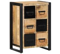 vidaXL Buffet 50x35x70 cm Bois de manguier Brut Massif, Meuble de Rangement, Meuble de Rangement de Cuisine, Meuble de Rangement de Salon