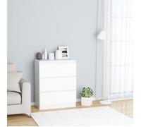 vidaXL Buffet 60x35x76 cm, Bois reconstitué, Blanc, 3 tiroirs, Meuble salon intérieur, Armoire de rangement, Organisateur 801382