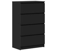 vidaXL Buffet Armoire à Tiroirs Commode Armoire de Rangement Dressoir Meuble de Rangement avec 4 Tiroirs Noir 60x35x98,5 cm Bois d'Ingénierie