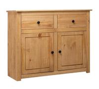 Buffet 1 Pièce 2 Tiroirs 2 Portes En Pin Massif Blanc Panama Range Armoire De Rangement