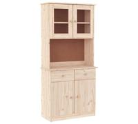 Vidaxl Buffet Alta 77x35x165 Cm Bois Massif De Pin Marron