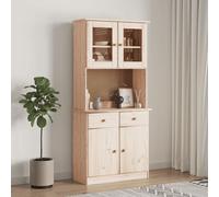Vidaxl Buffet Alta 77x35x165 Cm Bois Massif De Pin Marron