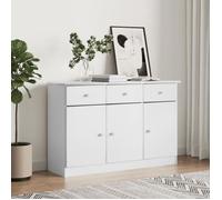 Vidaxl Buffet Alta Blanc 112x35x73 Cm Bois Massif De Pin Blanc