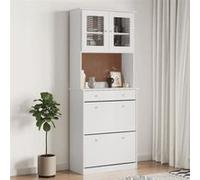 Vidaxl Buffet Alta Blanc 77x35x188 Cm Bois Massif De Pin Blanc