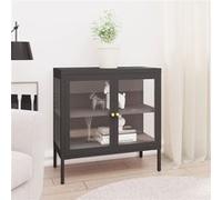 Vidaxl Buffet Anthracite 70x35x70 Cm Acier Et Verre