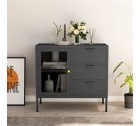 vidaXL Buffet Anthracite 75x35x70 cm Acier et verre trempé