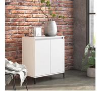 Buffet 60 x 35 x 70 cm bois contreplaqué blanc Pieds en métal 2 portes Style industriel Blanc
