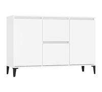 vidaXL Buffet, Armoire avec 2 Tiroirs et 2 Portes, Meuble de Rangement, Organisateur de Salle de Séjour, Industriel, Blanc Bois d'Ingénierie