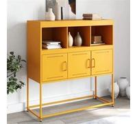 vidaXL Buffet, Armoire avec Compartiments, Placard avec Porte, Meuble de Rangement Chambre Salon Intérieur, Jaune Moutarde 846593 Jaune G