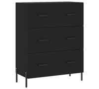vidaXL Buffet, Armoire avec Pieds et 3 Tiroirs, Commode de Rangement, Organisateur de Salon Intérieur, Moderne, Noir Bois d'Ingénierie