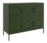 vidaXL Buffet, Armoire avec Pieds et Compartiments, Placard avec Porte, Meuble de Rangement Salon Intérieur, Vert Olive 100,5x39x79 cm Acier