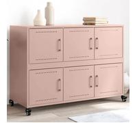 Vidaxl Buffet Rose 100,5x39x72 Cm Acier Laminé À Froid Multicolore