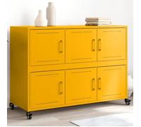 Vidaxl Buffet Jaune Moutarde 100,5x39x72 Cm Acier Laminé À Froid Multicolore
