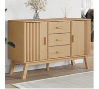 vidaXL Buffet armoire 358597 – Bois massif de pin, tiroir et porte, moderne, marron