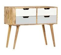 vidaXL Buffet Armoire de Rangement avec 4 Tiroirs Commode Meuble de Rangement Armoire Latérale Maison Intérieur 85x40x71 cm Bois de Manguier Massif Brun G