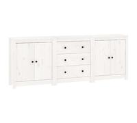 vidaXL Buffet Armoire de Rangement Organisateur de Maison Armoire de Salon Meuble de Salle de Séjour Intérieur Blanc 210x35x80 cm Bois Massif de Pin