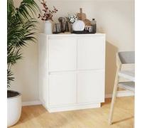 Buffet Armoire de Rangement Organisateur de Maison Meuble de Rangement Armoire de Salon Intérieur Blanc 60x34x75 cm Bois Massif de Pin