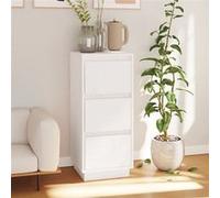 vidaXL Buffet Armoire de Rangement Organisateur de Maison Meuble de Rangement Armoire de Salon Intérieur Blanc 32x34x75 cm Bois Massif de Pin Blanc G