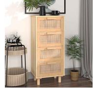 vidaXL Buffet 40x30x90 cm Bois de pin massif et rotin naturel Blanc