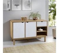 vidaXL Buffet Armoire de Rangement Organisateur de Maison Meuble de Salle de Séjour Intérieur Marron et Blanc 114x43x73,5 cm Bois Massif de Pin Blanc G