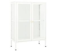 vidaXL Buffet armoire latérale de rangement blanc 75x35x105 cm acier et verre