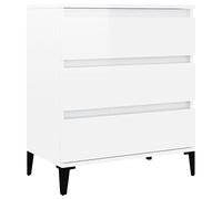 vidaXL Buffet, Armoire Latérale avec 3 Tiroirs, Commode de Rangement, Meuble de Salon Salle de Séjour, Industriel, Blanc Brillant Bois d'Ingénierie