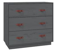 vidaXL Buffet, Armoire Latérale avec 3 Tiroirs, Placard de Rangement, Meuble de Salon Salle de Séjour, Moderne, Gris Bois Massif de Pin