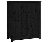 vidaXL Buffet, Armoire Latérale avec 4 Compartiments, Placard avec Rangement, Meuble de Salon Salle de Séjour, Noir Bois Massif de Pin