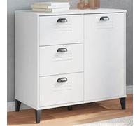 vidaXL Buffet, Armoire Latérale avec Tiroirs et Porte, Meuble de Rangement Chambre à Coucher Salon, Industriel, Blanc Bois 374938 Blanc G