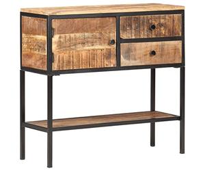 vidaXL Buffet Armoire Latérale Meuble de Rangement Armoire de Rangement avec 1 Porte et 2 Tiroirs et 1 Tablette 85x30x80 cm Bois de Manguier Brut