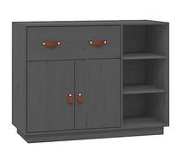 vidaXL Buffet, Armoire Latérale, Placard de Rangement, Meuble de Salon Salle de Séjour Intérieur, Scandinave, Gris Bois Massif de Pin