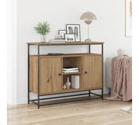 Buffet moderne - vidaXL - Finition chêne - Cadre métal noir - Rangement spacieux - SKU 862977