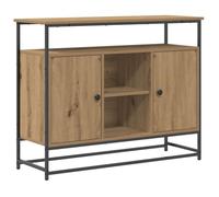 Buffet moderne - vidaXL - Finition chêne - Cadre métal noir - Rangement spacieux - SKU 862977