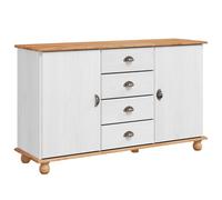 Vidaxl Buffet 'askim' Blanc 133.5x40x79 Cm Bois Massif Pin Blanc