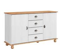vidaXL Buffet 'Askim'133.5X40X78.5 cm Bois Massif avec 4 Tiroirs & 2 Étagères Intégrées en Blanc pour Rangement Salle à Manger Et Salon Buffet Moderne Élégant Solution Mobilier