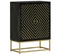 Vidaxl Buffet Avec 2 Portes Noir Et Doré 55x30x75 Cm Manguier Multicolore