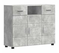 vidaXL Buffet avec 2 tiroirs et 3 Portes, Couleur Gris béton, en Bois aggloméré. Dimensions : 88,5 x 30,5 x 73 cm. Idéal pour Ranger Tout ce qu'il Faut dans Un intérieur Moderne. Monté avec Un Tourne