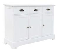 Buffet Avec 3 Portes Mdf Et Bois De Pin 105 X 35 X 77,5 Cm Blanc