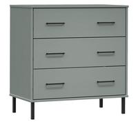 vidaXL Buffet avec 3 tiroirs Gris 77x40x79,5 cm Bois massif OSLO