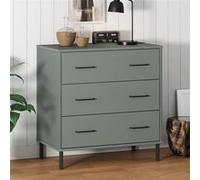 Vidaxl Buffet Avec 3 Tiroirs Gris 77x40x79,5 Cm Bois Massif Oslo Multicolore