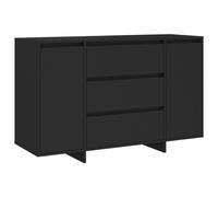 Vidaxl Buffet Avec 3 Tiroirs Noir 120x41x75 Cm Aggloméré Noir