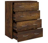 vidaXL Buffet avec 4 Tiroirs Armoire Latérale Meuble de Rangement Organisateur de Maison Salon Salle de Séjour Intérieur 60x30,5x71 cm Chêne Fumé