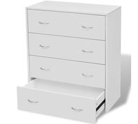 vidaXL Buffet avec 4 Tiroirs, Meuble de Rangement avec Poignée, Armoire de Rangement, Organisateur Intérieur Salon, Moderne, Blanc