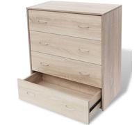 vidaXL Buffet avec 4 Tiroirs, Meuble de Rangement avec Poignée, Armoire de Rangement, Organisateur Intérieur Salon, Moderne, Couleur de Chêne