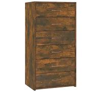 vidaXL Buffet avec 6 Tiroirs Armoire de Rangement Meuble de Rangement Armoire Latérale Salle de Séjour Salon Chêne Fumé 50x34x96 cm Bois d'Ingénierie