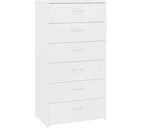 vidaXL Buffet avec 6 tiroirs - Blanc - 50x34x96 cm - Aggloméré
