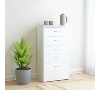 Vidaxl Buffet Avec 6 Tiroirs Blanc 50x34x96 Cm Aggloméré Blanc
