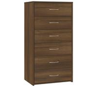 Vidaxl Buffet Avec 6 Tiroirs Chêne Brun 50x34x96 Cm Bois D'ingénierie Marron
